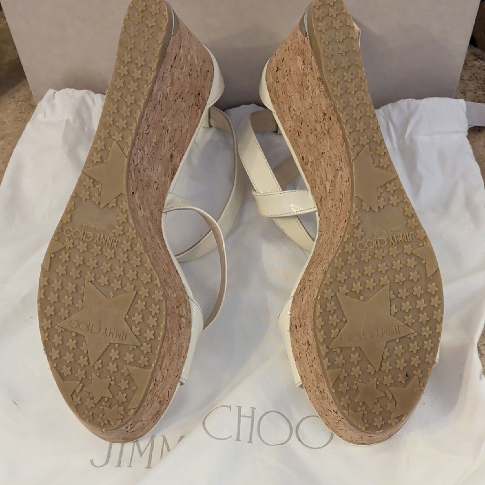 Jimmy Choo Cream Patent Wedges - Picture 5 of 7